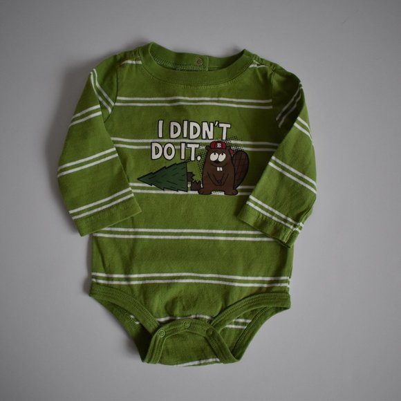 Koala Baby Stripe I Didn't Do It Beaver Bodysuit 3 Months - Picture 7 of 8